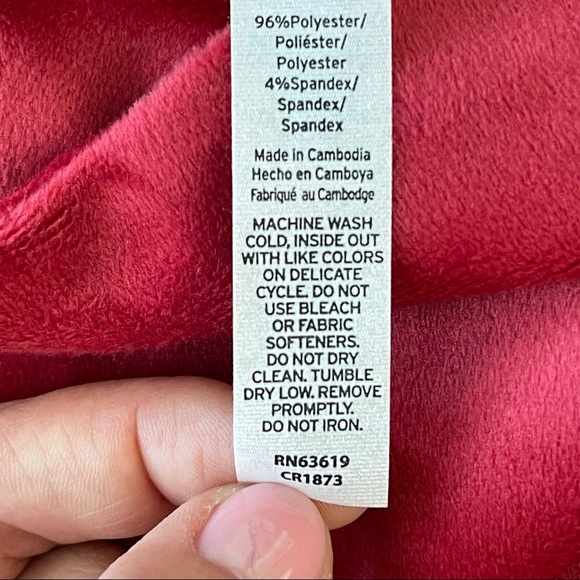 NWT RBX Red Velvet Velour Long Sleeve Mock Neck Active Jacket Sweater - Picture 7 of 10